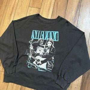 American‎ Eagle Nirvana Crewneck Sweatshirt Men's Size Medium Gray Grunge Band
